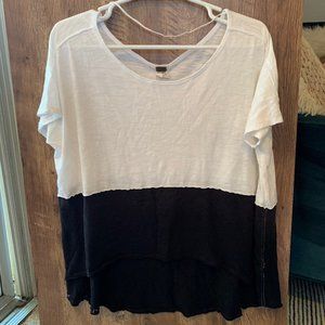 We the Free: White & Black color block tee